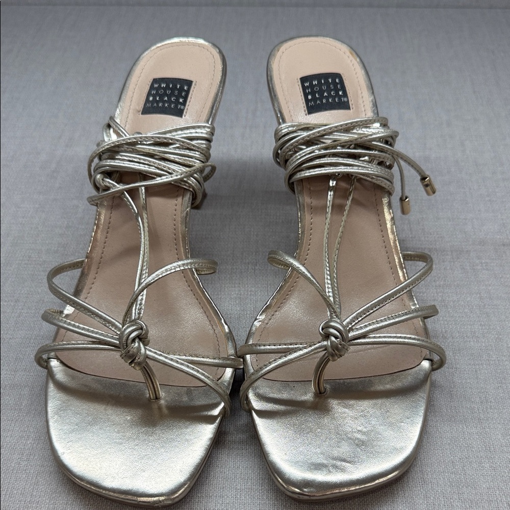 White House Black Market Metallic Heeled Sandals